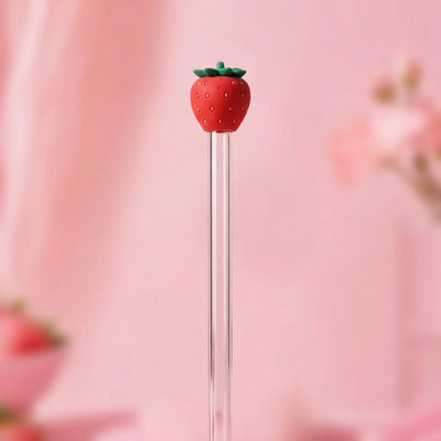 Strawberry straw topper close up